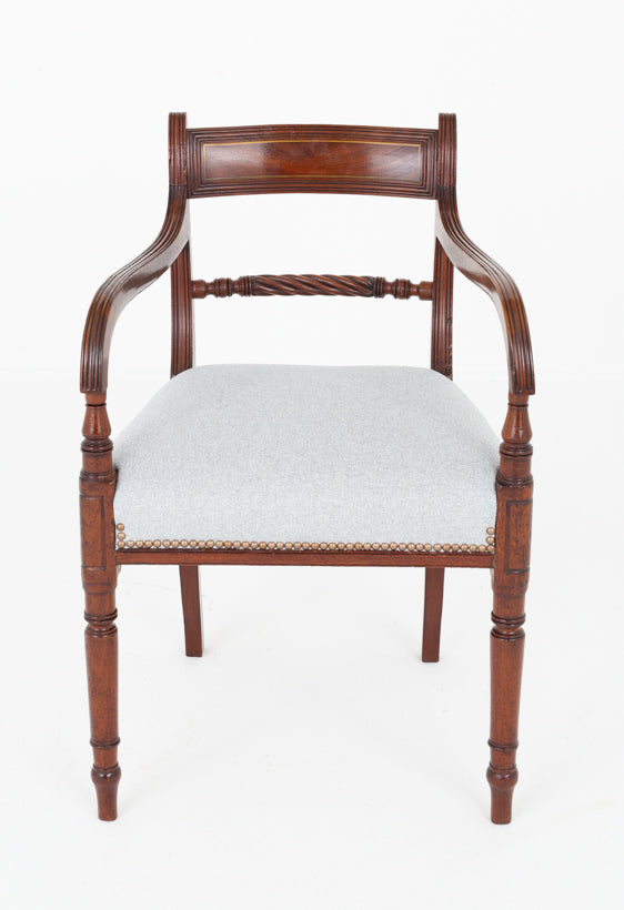 Pair of Regency Mahogany Elbow Chairs
