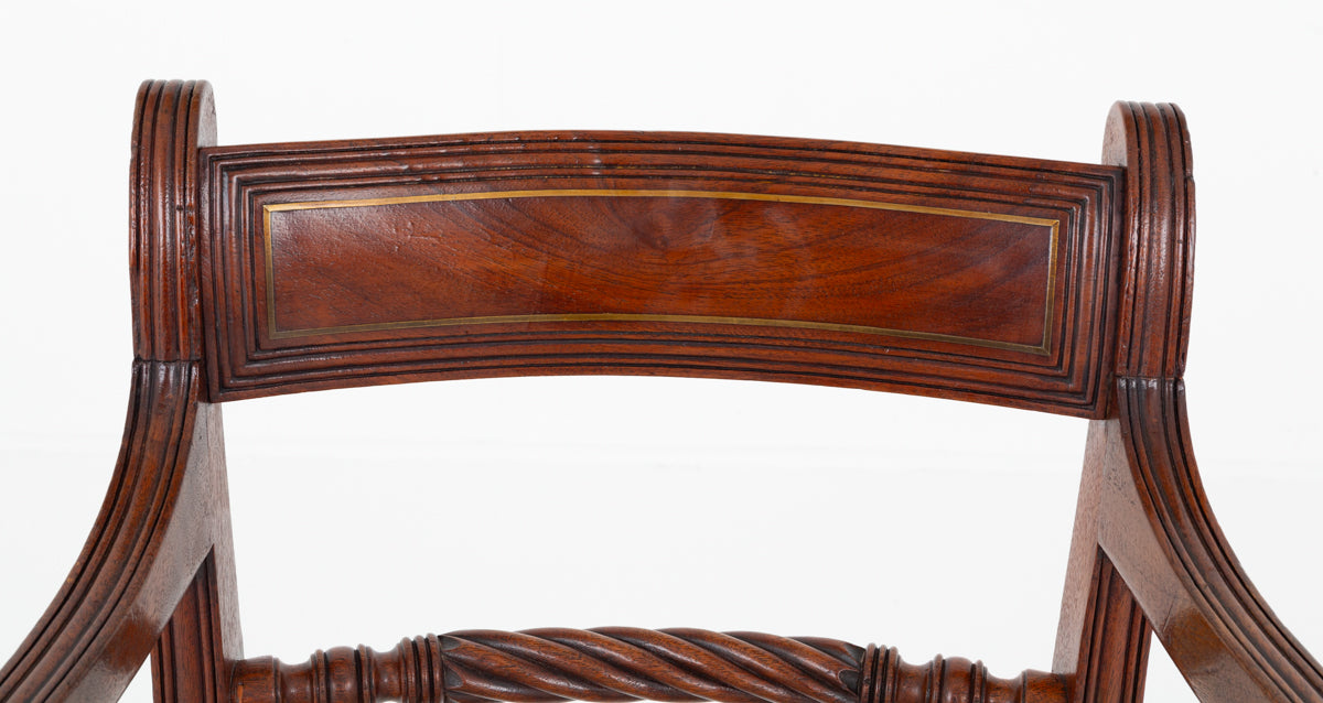Pair of Regency Mahogany Elbow Chairs