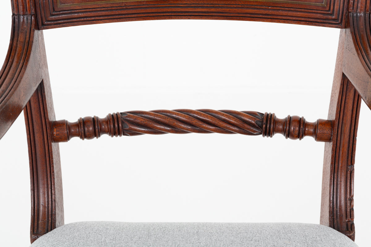 Pair of Regency Mahogany Elbow Chairs