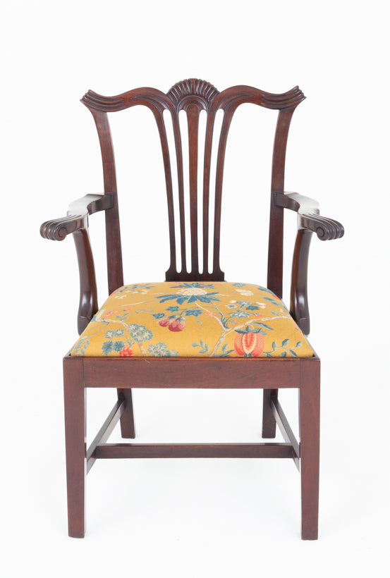 Pair of Mahogany Chippendale Style Arm Chairs