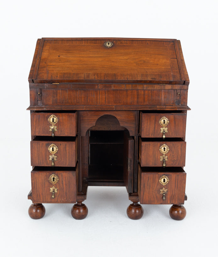 William and Mary Walnut Kneehole Bureau