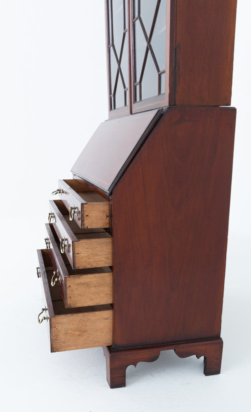 Sheraton Revival Mahogany Bureau Bookcase