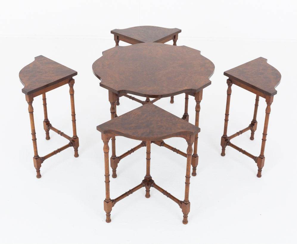 Nest of 5 Burr Walnut Tables