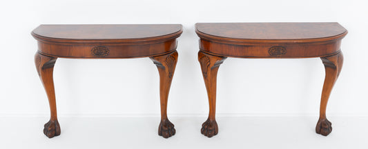 Pair of Burr Walnut Console Tables