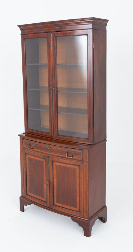 Sheraton Revival Bow Fronted Library Bookcase