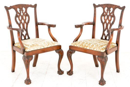 Pair of Chippendale style Arm chairs