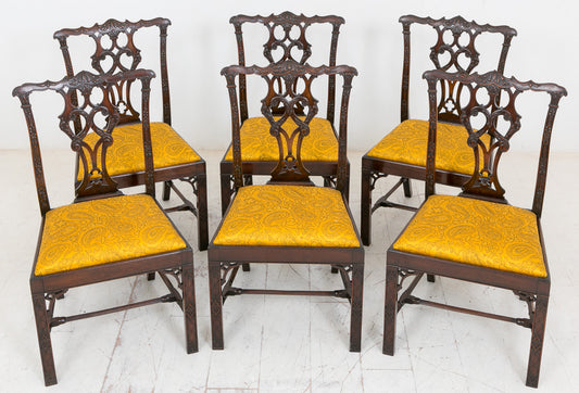 Stunning Set of 6 Mahogany Chippendale Style Dining chairs