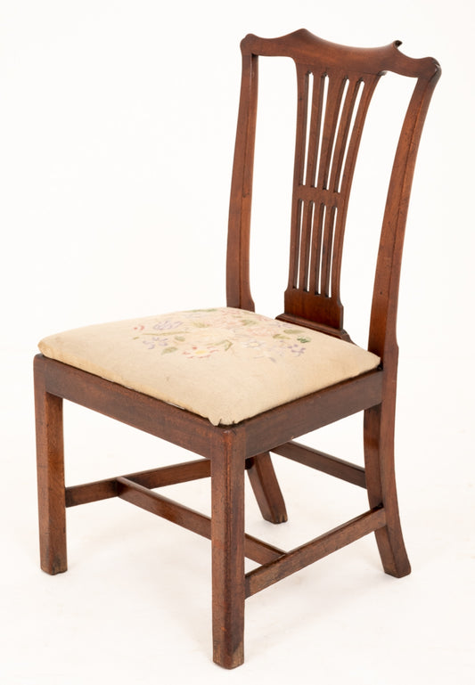 Georgian Mahogany Side Chair Carved Cresting Rail