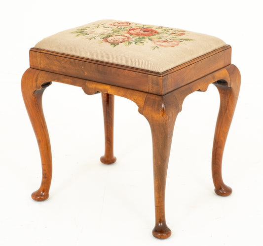 Walnut Queen Anne Style Stool