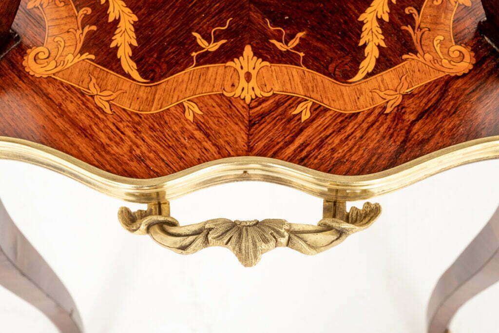 Pretty French Walnut and Marquetry Etagere