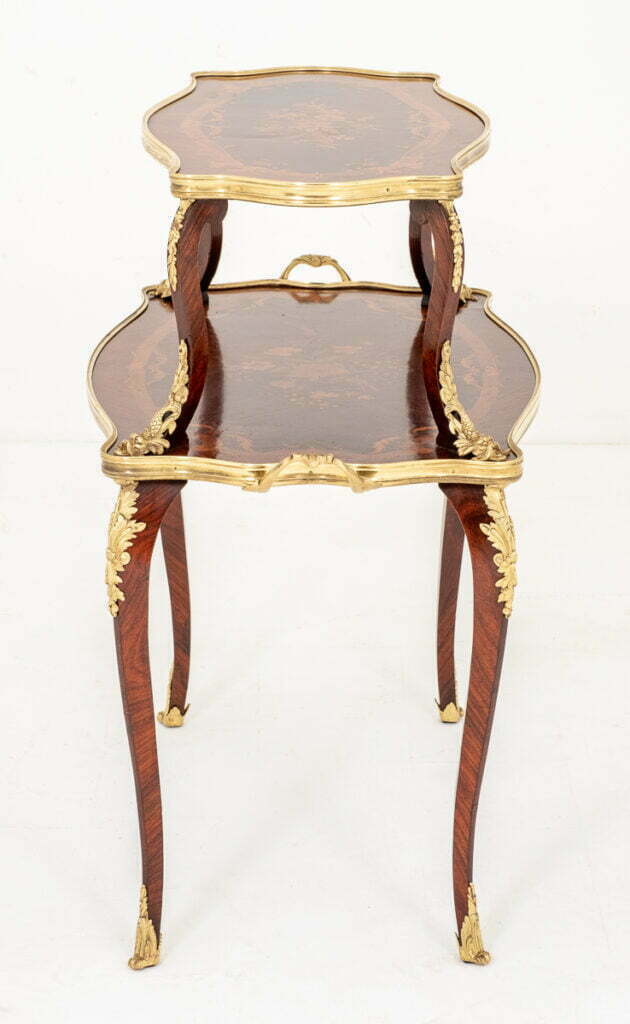 Pretty French Walnut and Marquetry Etagere