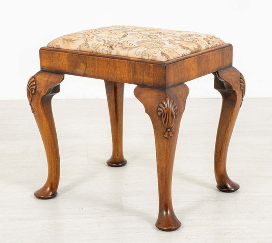 Pretty Walnut Queen Anne Style Stool