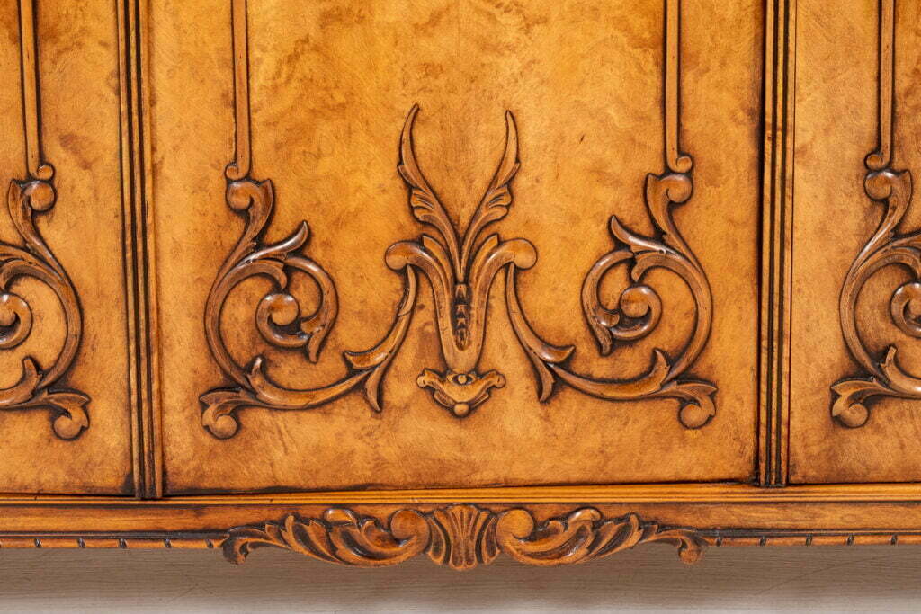Unusual Birds Eye Maple 3 Door Cabinet