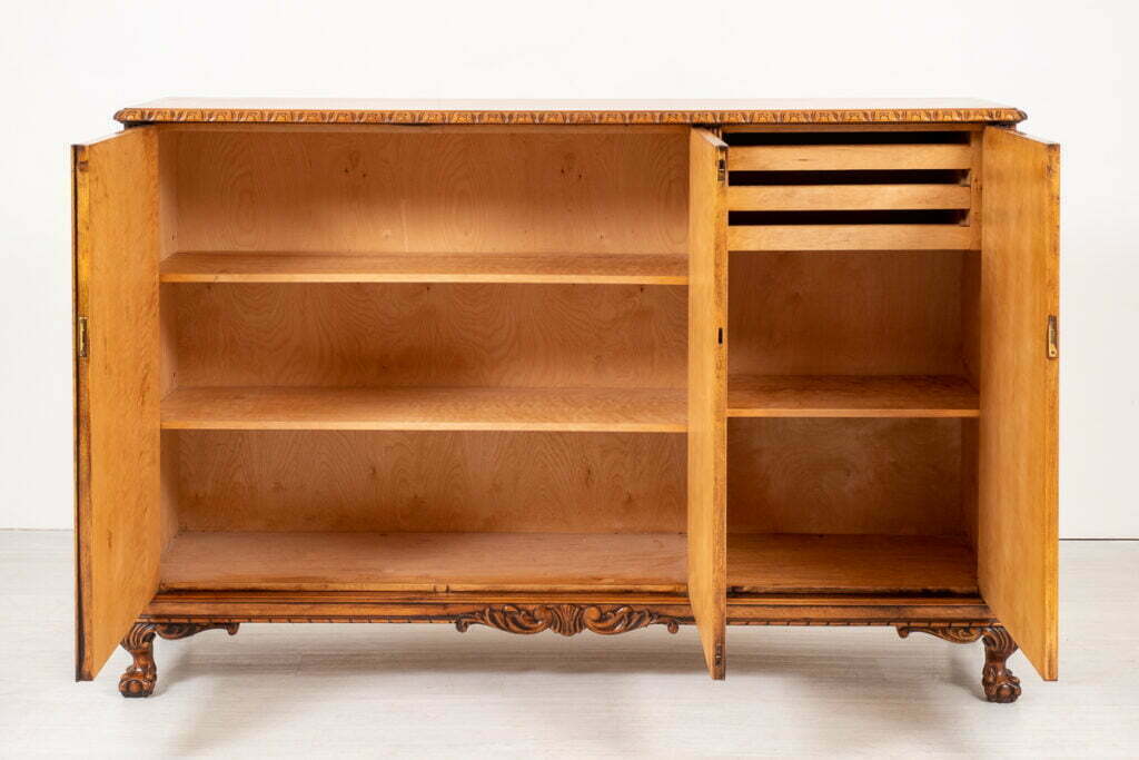 Unusual Birds Eye Maple 3 Door Cabinet