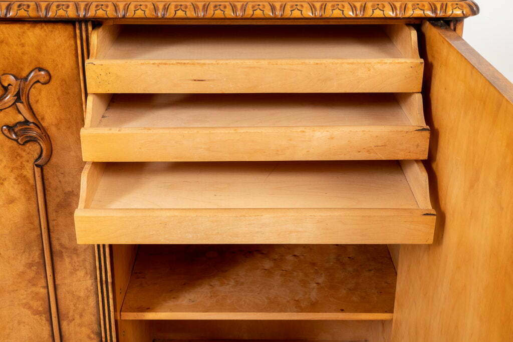 Unusual Birds Eye Maple 3 Door Cabinet