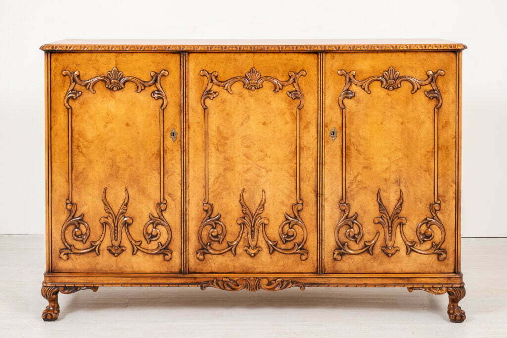 Unusual Birds Eye Maple 3 Door Cabinet