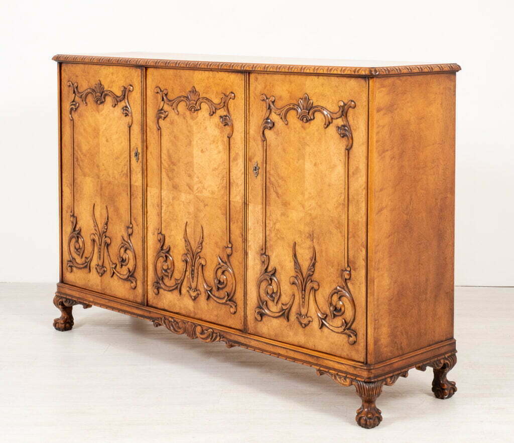 Unusual Birds Eye Maple 3 Door Cabinet