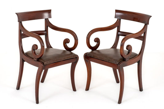 Pair of Mahogany Regency Elbow Chairs