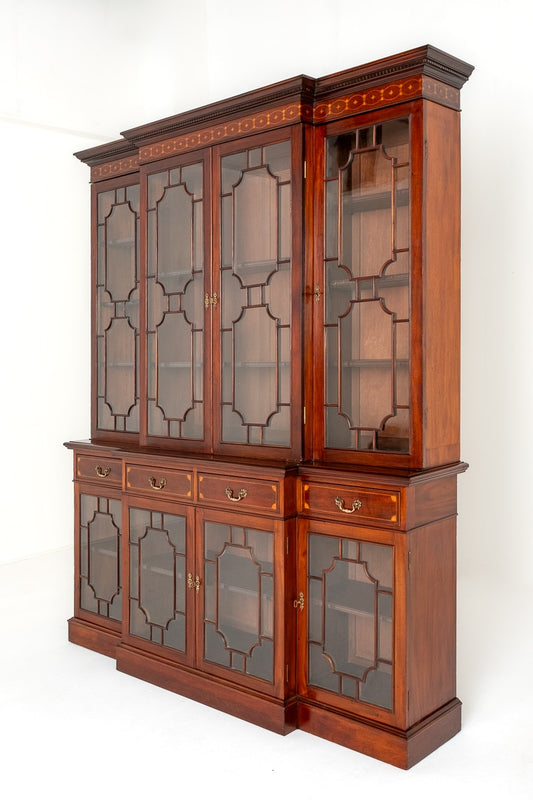 Sheraton Revival Mahogany Breakfront Bookcase