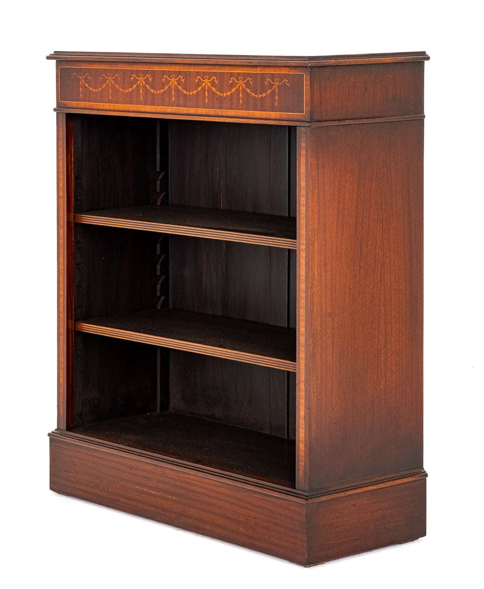 Mahogany Inlaid Open Bookcase