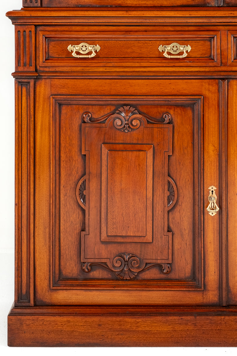 Victorian Walnut 3 Door Glazed Bookcase