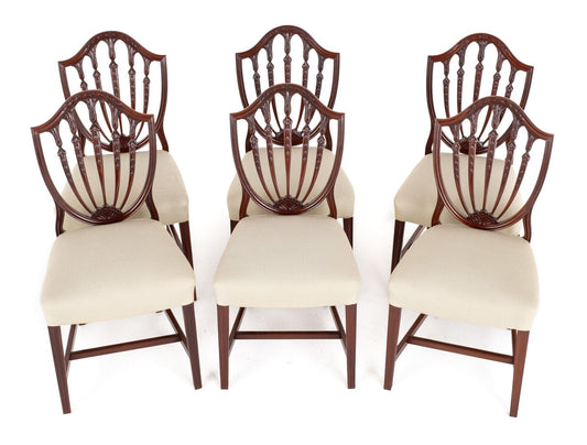 Set of 6 Mahogany Hepplewhite Revival Dining Chairs