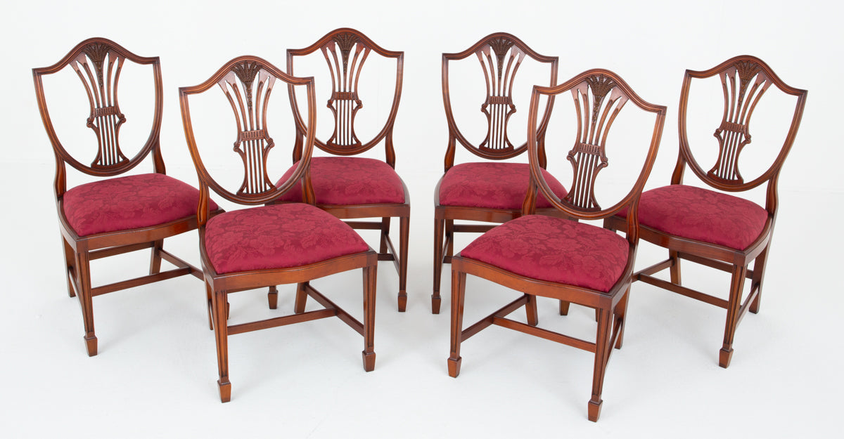 Set of 6 Mahogay Hepplewhite Style Dining Chairs