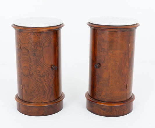Pair of Victorian Style Burr Walnut Bedside Cabinets