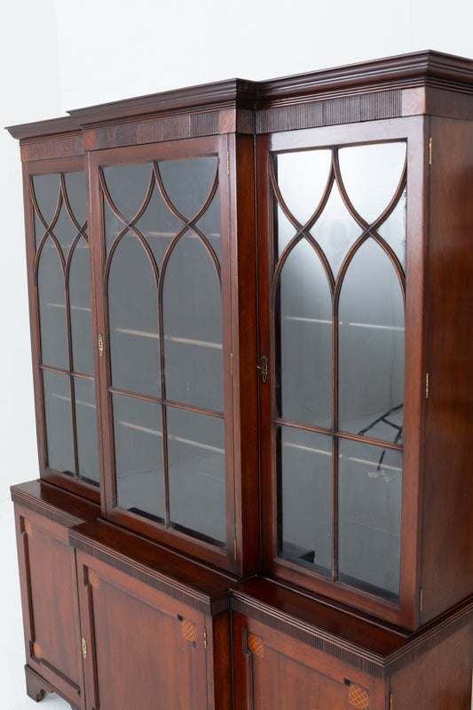 Georgian Style Mahogany Breakfront Bookcase
