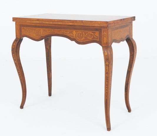 Amazing French Walnut Inlaid Games Table.