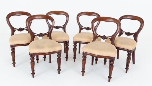 Set of 6 Victorian Style Mahogany Balloon Back Chairs