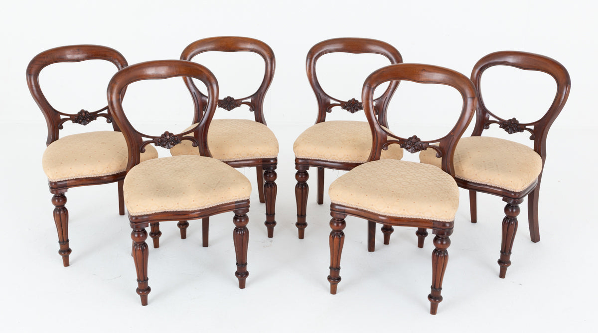Set of 6 Victorian Style Mahogany Balloon Back Chairs