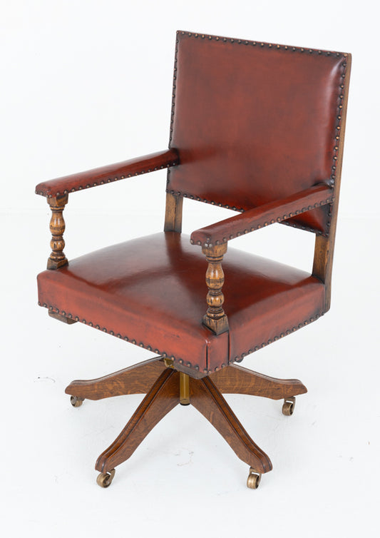 Good Quality Oak and Leather Office Chair