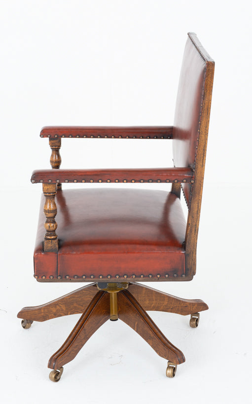 Good Quality Oak and Leather Office Chair