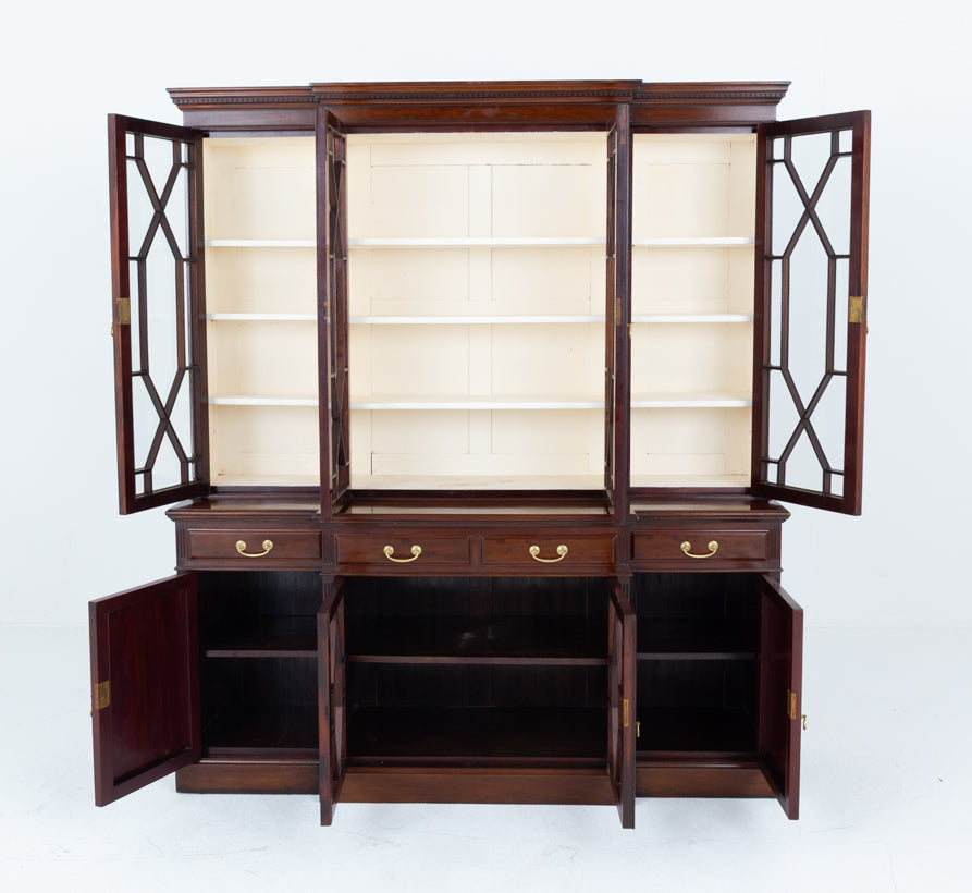 Imposing Victorian Mahogany Breakfront Bookcase