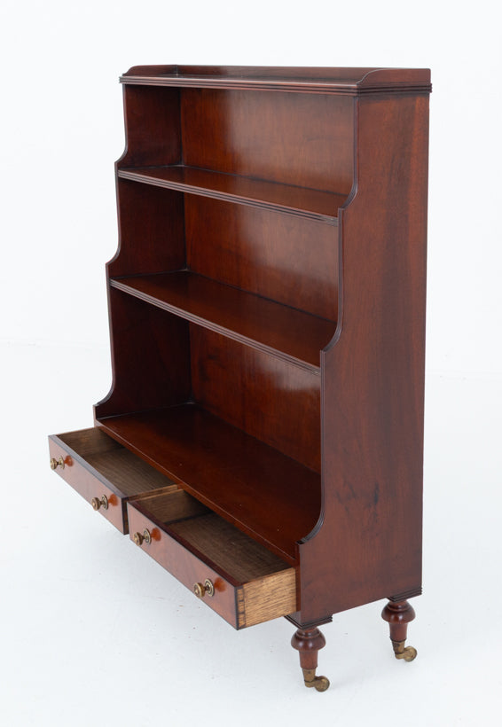 Regency Revival Mahogany Waterfall Open Bookcase