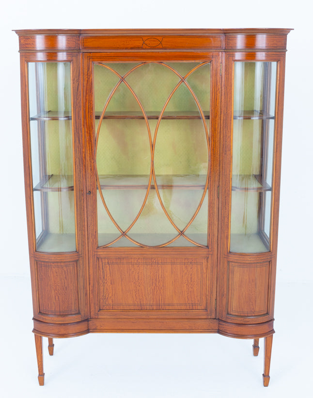 Impressive Sheraton Revival Satinwood Display Cabinet