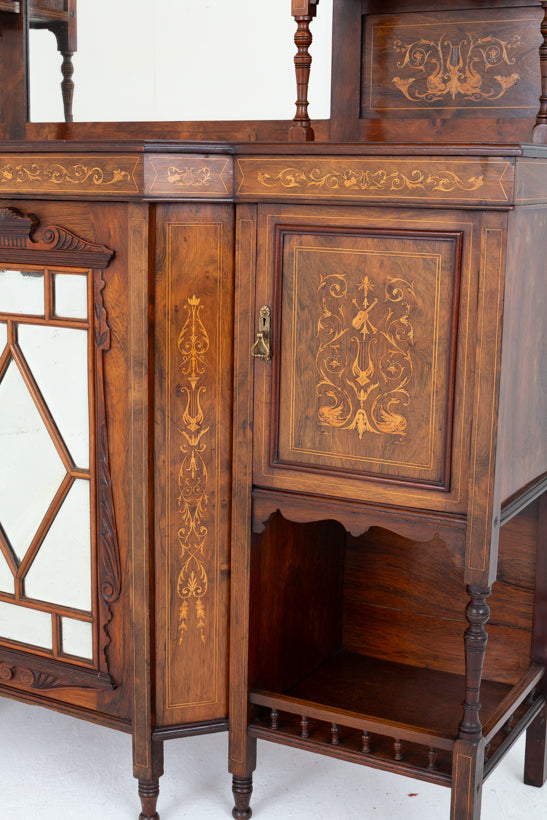 Late Victorian Rosewood and Marquetry Side Cabinet