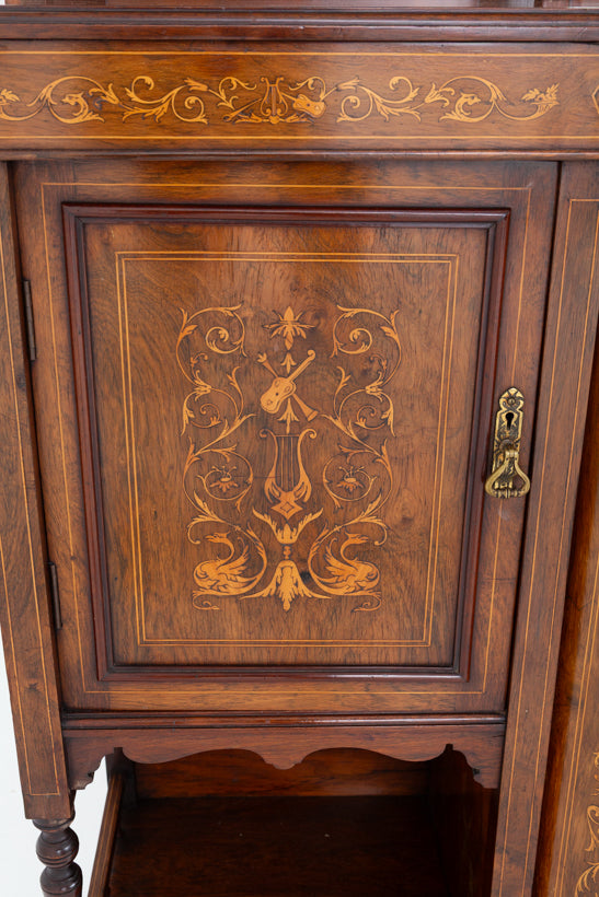 Late Victorian Rosewood and Marquetry Side Cabinet