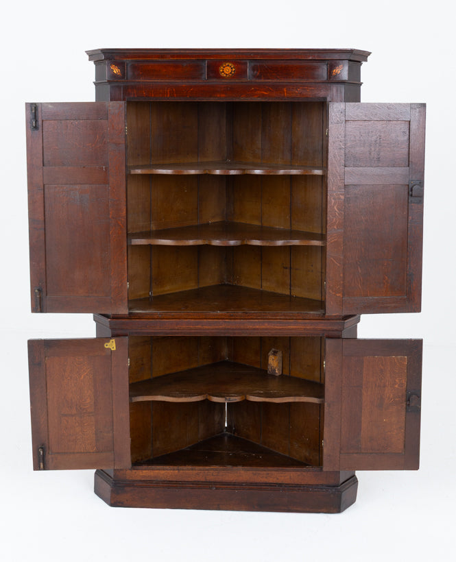 Georgian Oak Panelled Cornet Cabinet