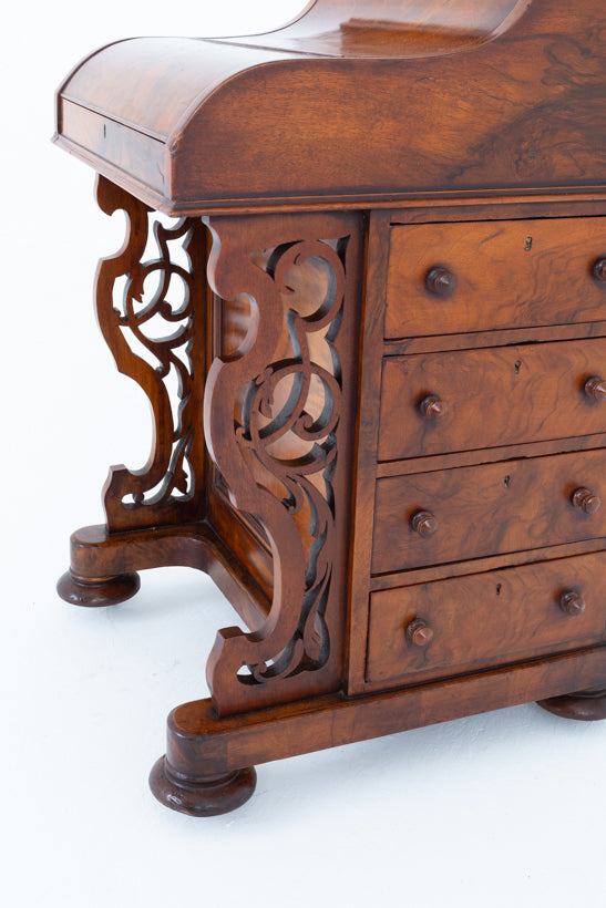 Victorian Burr Walnut Pop Up Davenport