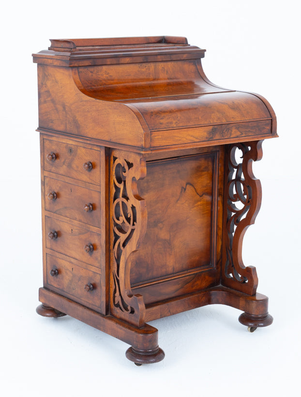 Victorian Burr Walnut Pop Up Davenport