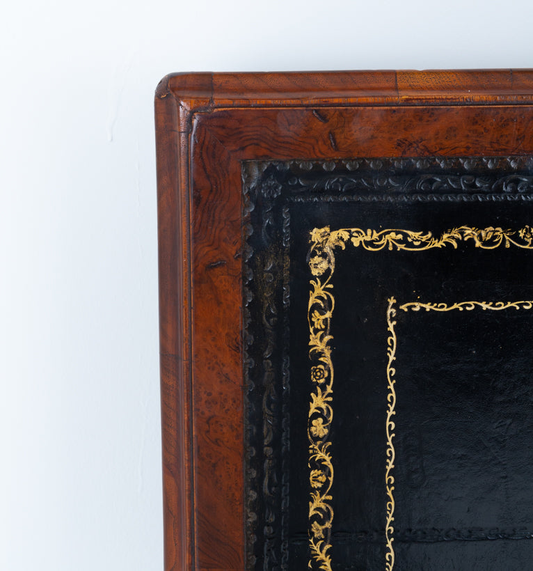 Impressive Georgian Style Burr Walnut 18 Drawer Partners Desk