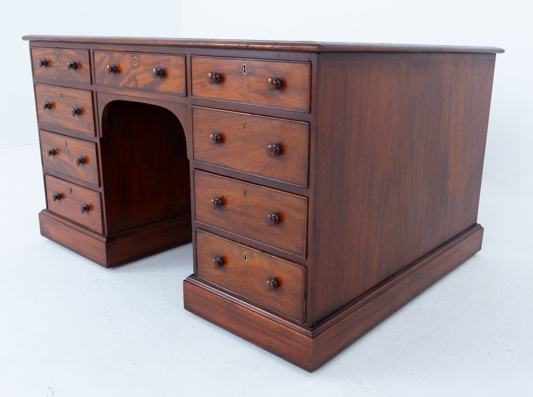 Victorian Mahogany 18 Drawer Partners Desk