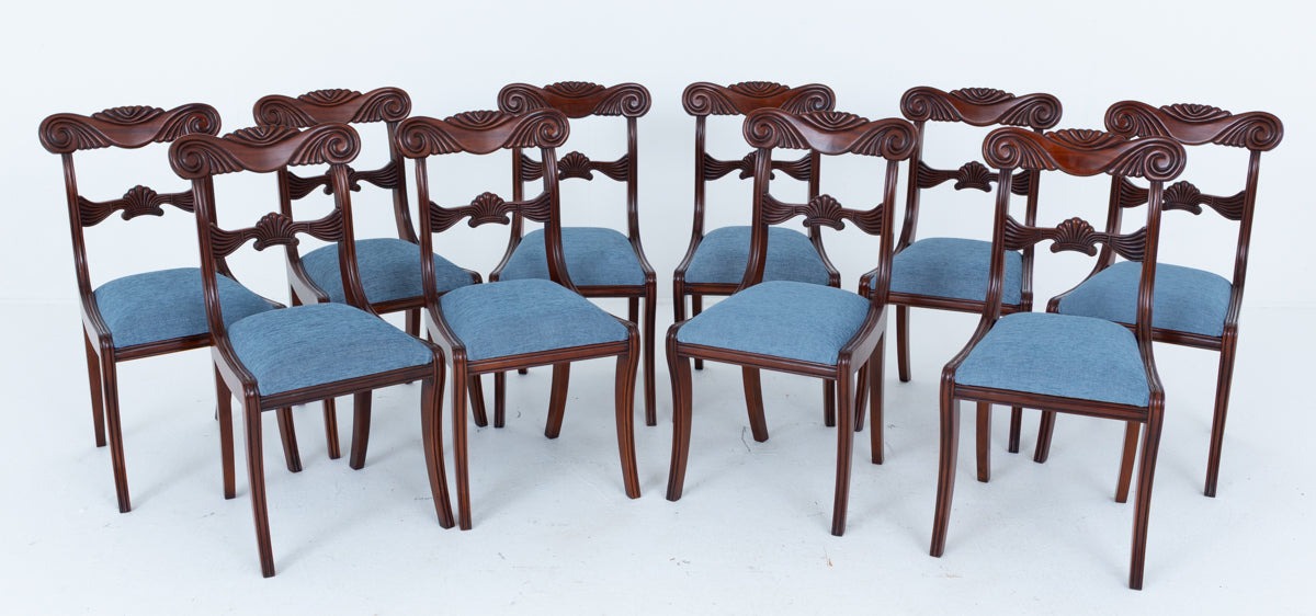 Set of 10 Regency Style Mahogany Dining Chairs