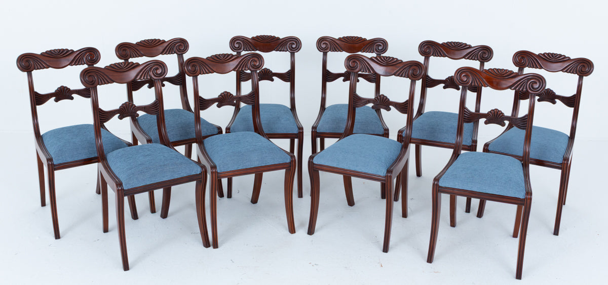 Set of 10 Regency Style Mahogany Dining Chairs