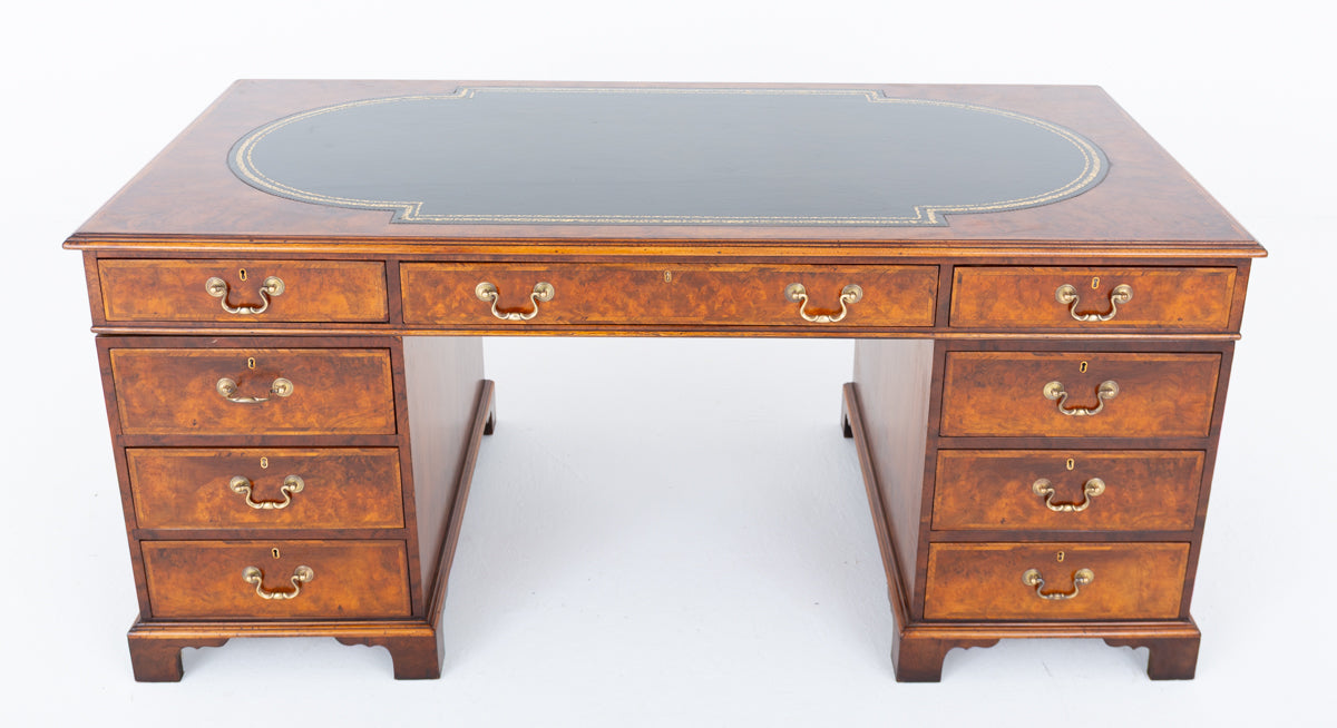 Impressive Burr Walnut Georgian Style Gentleman's Desk