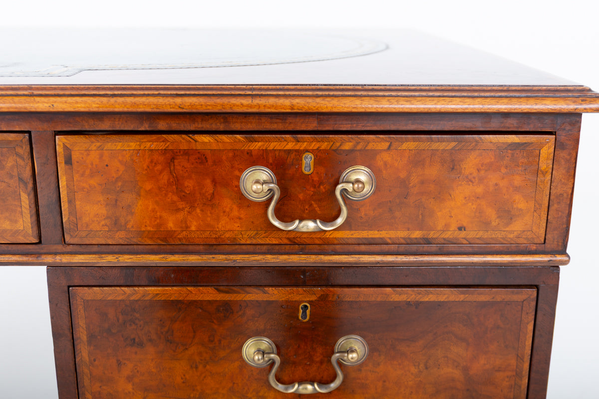 Impressive Burr Walnut Georgian Style Gentleman's Desk