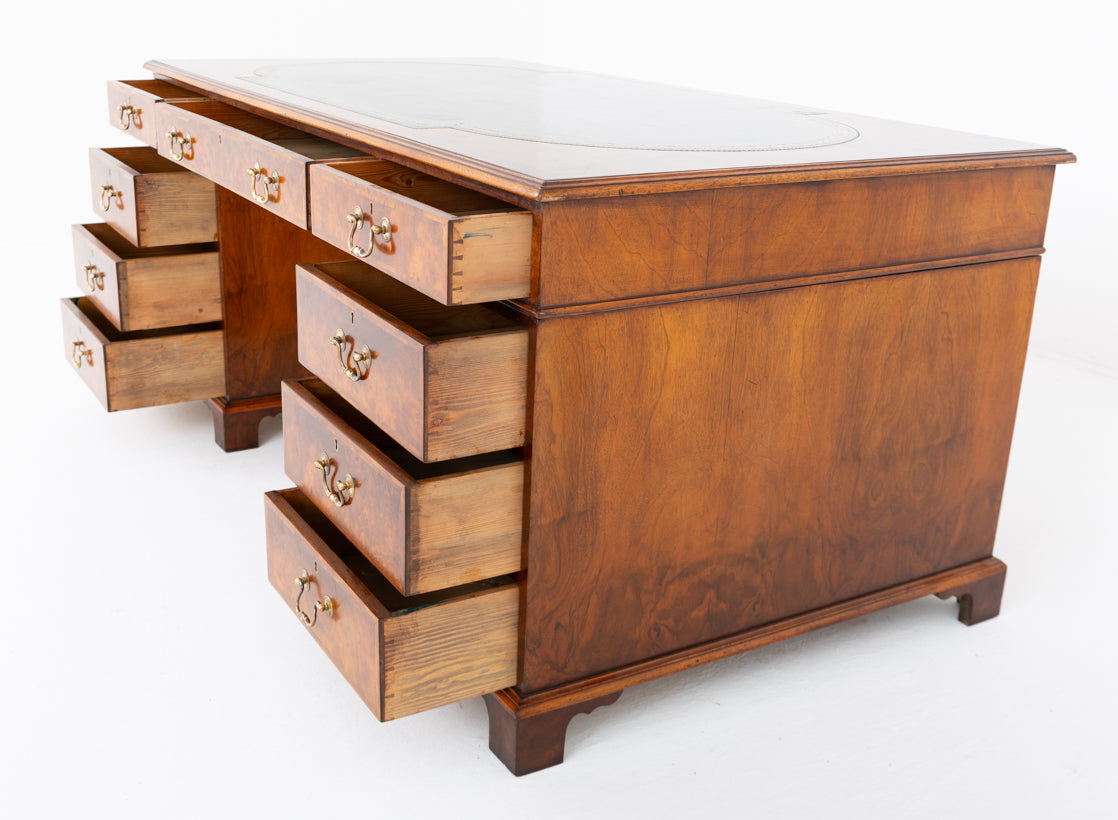 Impressive Burr Walnut Georgian Style Gentleman's Desk