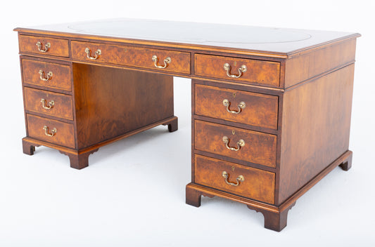 Impressive Burr Walnut Georgian Style Gentleman's Desk